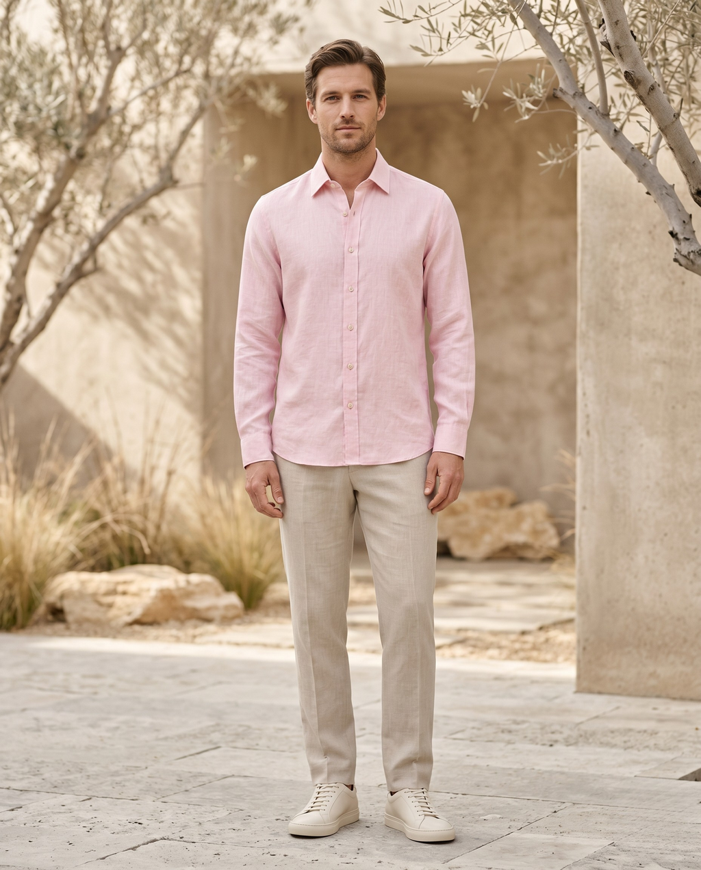 ACES Baby Pink Linen Shirt