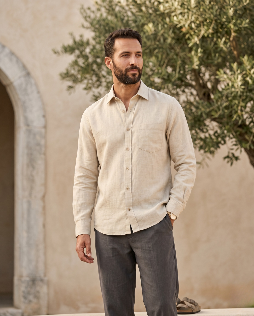 ACES Beige Linen Shirt